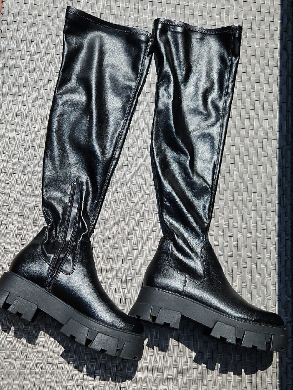 Aldo Black Over-the-Knee Lug Sole Pull-On Boots Size 10